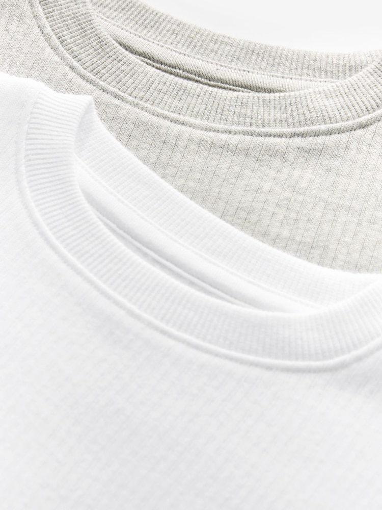 Grey/White Thermal Long Sleeve Tops 2 Pack (2-16yrs) - Image 5 of 5