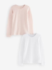 Pink/White Thermal Long Sleeve Tops 2 Pack (2-16yrs) - Image 1 of 5