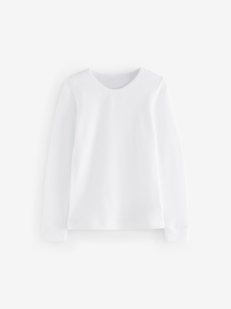 Pink/White Thermal Long Sleeve Tops 2 Pack (2-16yrs) - Image 2 of 5