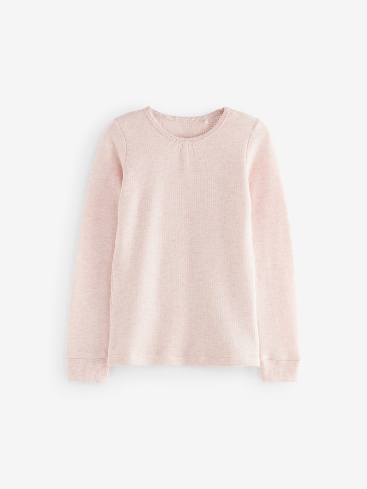 Rose/Blanc - Hauts thermiques à manches longues 2 Pack (2-16ans) - Image 3 of 5