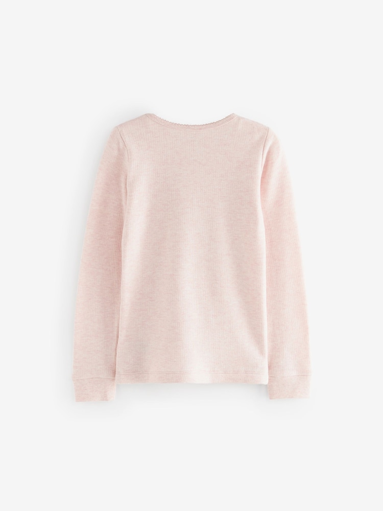 Rose/Blanc - Hauts thermiques à manches longues 2 Pack (2-16ans) - Image 4 of 5