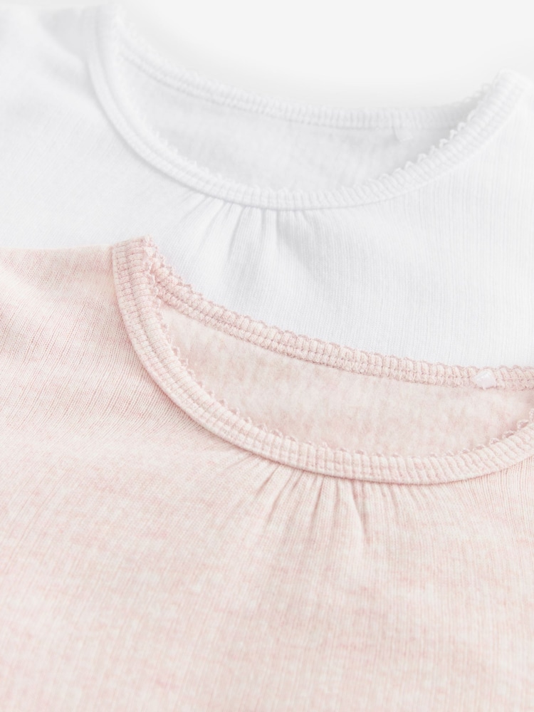 Pink/White Thermal Long Sleeve Tops 2 Pack (2-16yrs) - Image 5 of 5