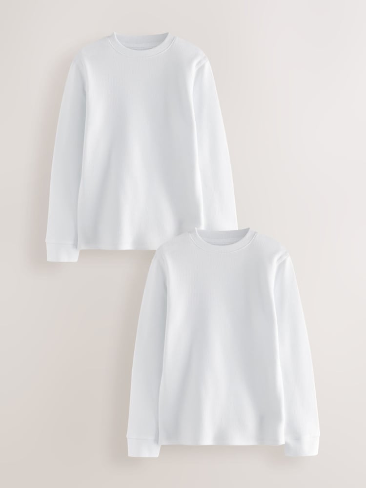 White Thermal Long Sleeve Tops 2 Pack (2-16yrs) - Image 1 of 4