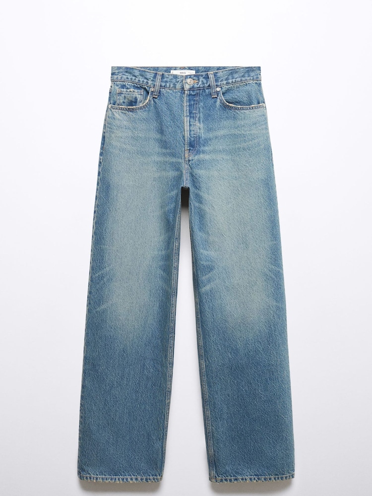 Mango Blue High Waisted Straight Leg 100% Cotton Denim Jeans - Image 6 of 6 Mango Blue High Waisted Straight Leg 100% Cotton Denim Jeans - Image 6 of 6