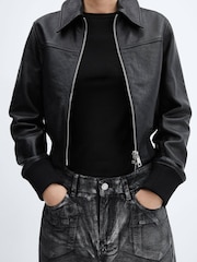 Mango Black Straight-Leg Foil Jeans - Image 5 of 6