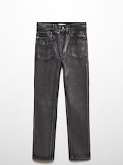 Mango Black Straight-Leg Foil Jeans - Image 6 of 6