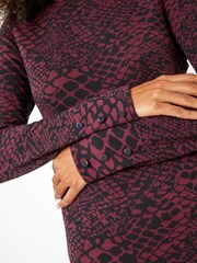 Dusk Red Snake Print Jacquard Stretch Dress - Image 5 of 5