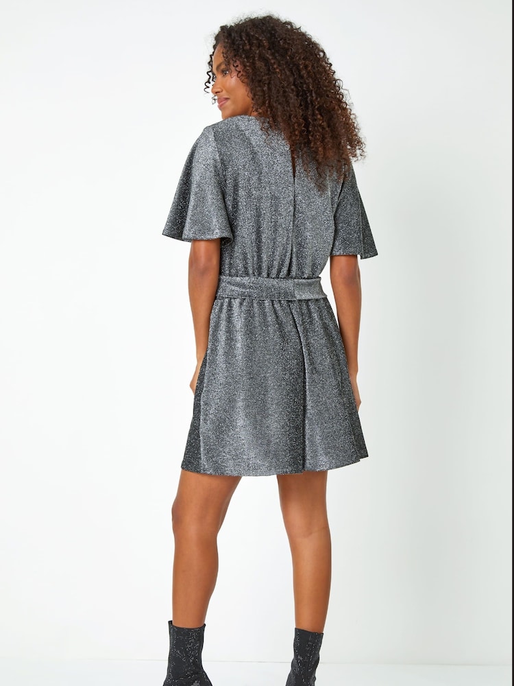Roman Metallic Sparkle Stretch Wrap Playsuit - Image 2 of 5