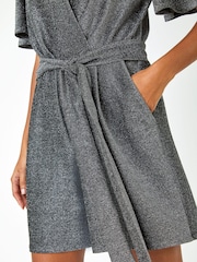 Roman Metallic Sparkle Stretch Wrap Playsuit - Image 5 of 5