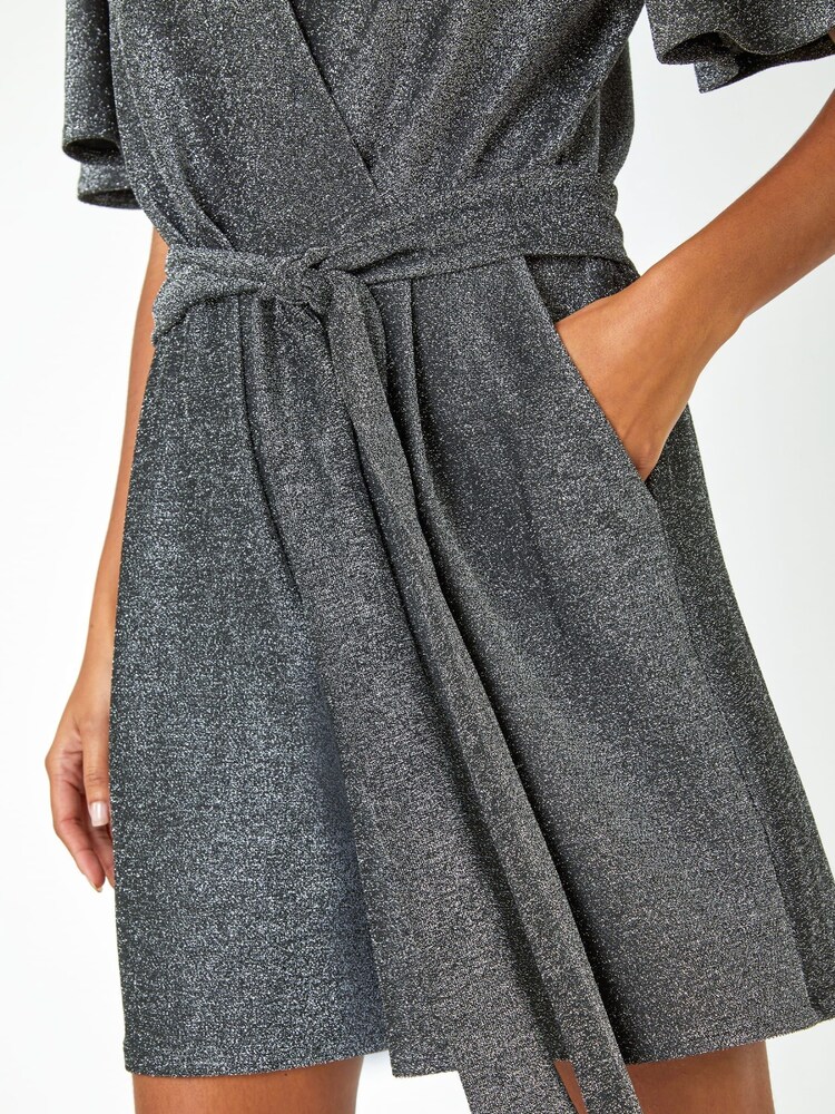 Roman Metallic Sparkle Stretch Wrap Playsuit - Image 5 of 5