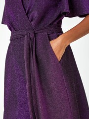 Roman Purple Sparkle Stretch Wrap Playsuit - Image 5 of 5