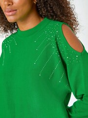 Roman Green Sparkle Cold Shoulder Jumper - Image 5 of 5
