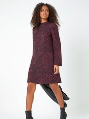 Roman Red Animal Print Stretch Dress - Image 2 of 5
