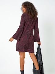 Roman Red Animal Print Stretch Dress - Image 3 of 5