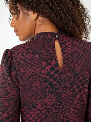 Roman Red Animal Print Stretch Dress - Image 5 of 5