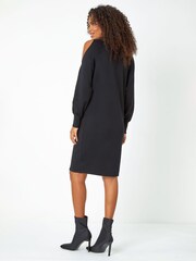 Roman Black Embellished Cold Shoulder Jumper Dress - Image 2 of 5