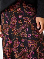Roman Pink Paisley Print Midi Stretch Skirt - Image 5 of 5