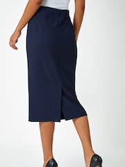 Roman Blue Textured Pencil Stretch Skirt - Image 2 of 5