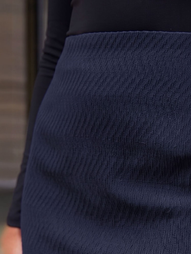 Roman Blue Textured Pencil Stretch Skirt - Image 4 of 4 Roman Blue Textured Pencil Stretch Skirt - Image 4 of 4