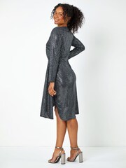 Roman Metallic Petite Sequin Drape Detail Stretch Dress - Image 3 of 5