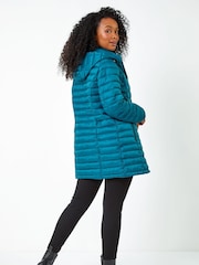 Roman Blue Petite Quilted Longline Puffer Coat - Image 2 of 5