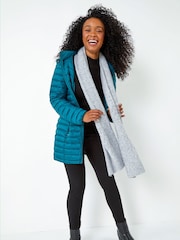 Roman Blue Petite Quilted Longline Puffer Coat - Image 4 of 5