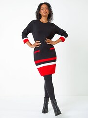 Roman Black Petite Colour Block Pocket Jumper Dress - Image 2 of 5