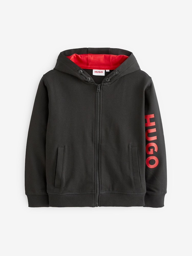 HUGO Logo Zip Thru Hoodie - Изображение 1 из 1