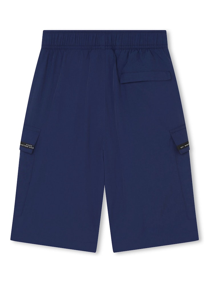 HUGO Blue Smart Utilty Cargo Shorts With Pockets - Image 2 of 3 HUGO Blue Smart Utilty Cargo Shorts With Pockets - Image 2 of 3