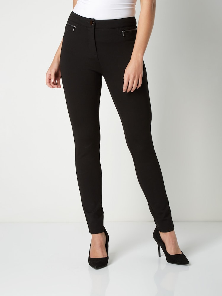 Roman Black Originals Zip Detail Ponte Trousers - Image 1 of 4