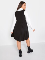 Yours Curve Black Pinafore Square Neck Scuba Dress - Image 2 of 3