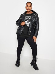 Yours Curve Black Long Sleeve Drop Shoulder T-Shirt - Image 3 of 4