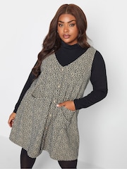 Yours Curve Black Pocket A Line Pinafore Dress - Image 1 of 5