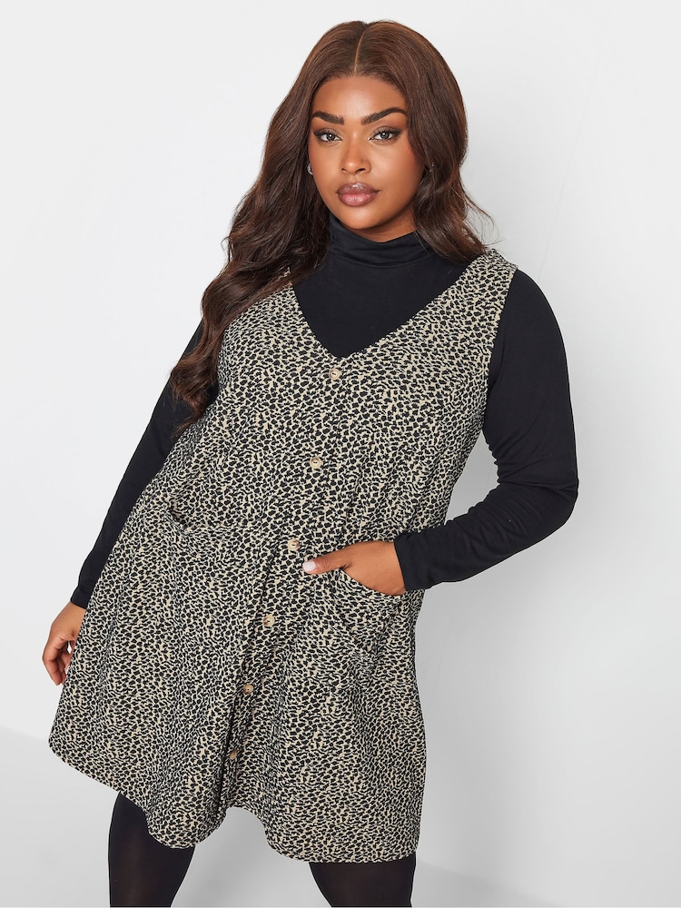 Yours Curve Black Pocket A Line Pinafore Dress - Image 1 of 5 Yours Curve Black Pocket A Line Pinafore Dress - Image 1 of 5