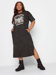 Yours Curve Grey Oversized Midaxi T-Shirt Dress - Image 1 of 4