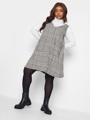 Yours Curve Black/White Pocket A Line Pinafore Dress - Image 2 of 4