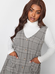 Yours Curve Black/White Pocket A Line Pinafore Dress - Image 4 of 4