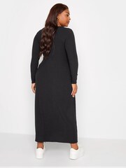 Yours Curve Black Ribbed Maxi Swing Dress - Image 2 of 4