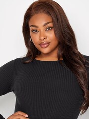 Yours Curve Black Ribbed Maxi Swing Dress - Image 4 of 4