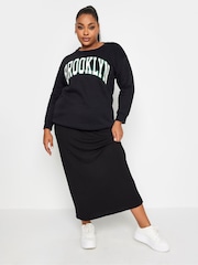 Yours Curve Black Ribbed Skirt - Image 3 of 3
