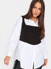 Yours Curve Black Limited Scuba Corset Top - Image 1 of 4