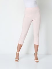 Roman Blush Pink Cropped Stretch Capri Trousers - Image 1 of 4