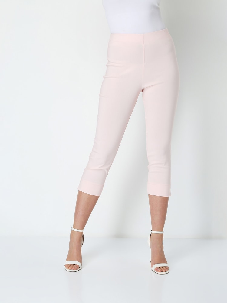Roman Blush Pink Cropped Stretch Capri Trousers - Image 1 of 4