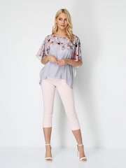 Roman Blush Pink Cropped Stretch Capri Trousers - Image 3 of 4