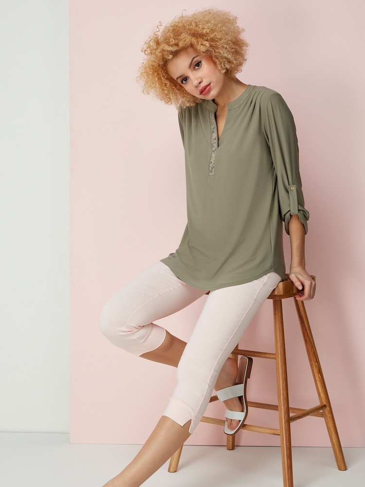 Roman Blush Pink Cropped Stretch Capri Trousers - Image 4 of 4