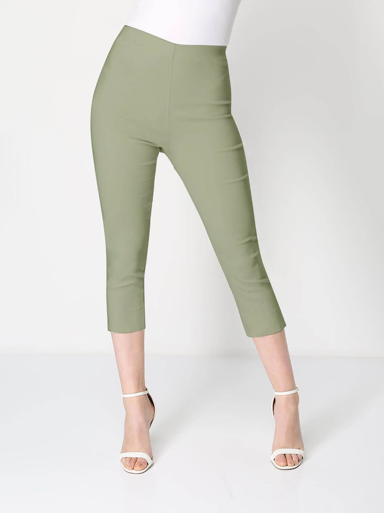 Verde caqui - Pantalones capri elásticos recortados de Roman - Imagen 1 de 4 Verde caqui - Pantalones capri elásticos recortados de Roman - Imagen 1 de 4