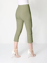 Roman Khaki Green Cropped Stretch Capri Trousers - Image 2 of 4