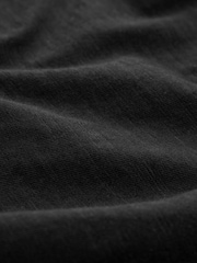 Black V-Neck 100% Cotton Bubble Hem Top - Image 5 of 5