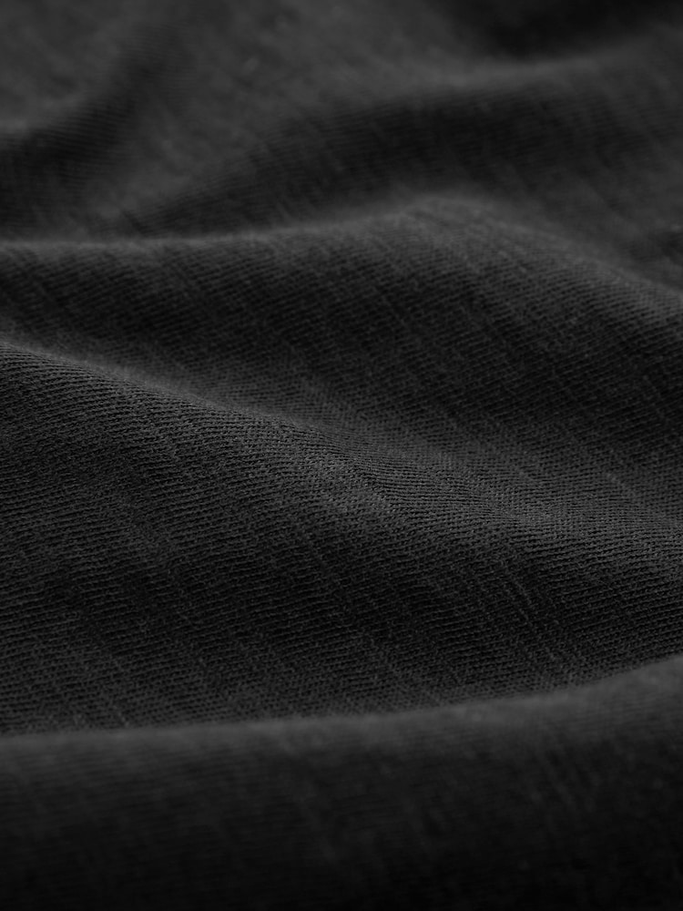Black V-Neck 100% Cotton Bubble Hem Top - Image 5 of 5