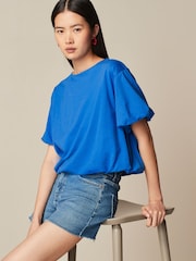 Cobalt Blue Short Sleeve Bubble Hem T-Shirt - Image 1 of 6